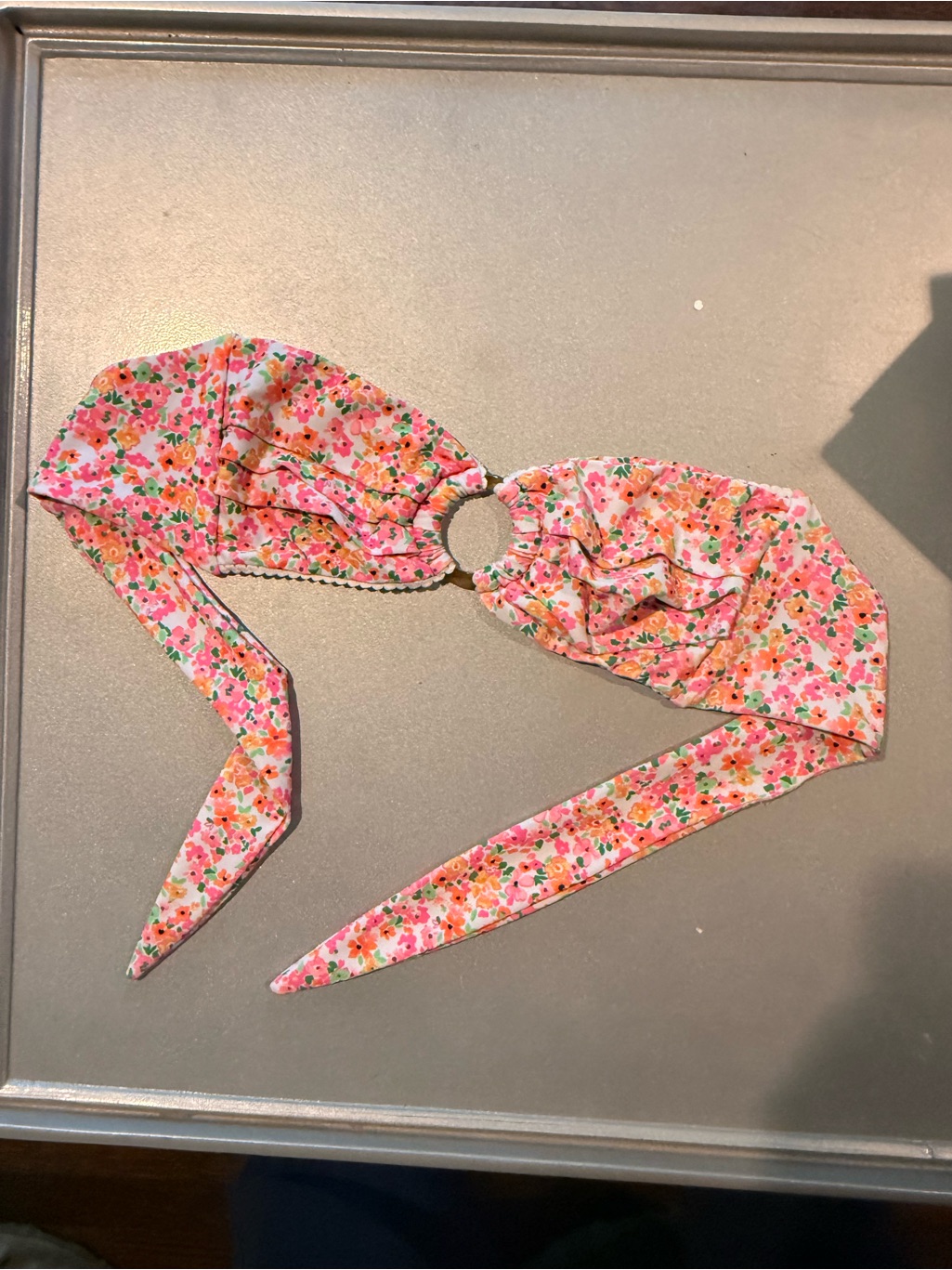 Kulani Kini Floral Pink Ring-Detail Bandeau Top